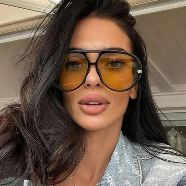 Oversized Oval Pilot Sunglasses Shades