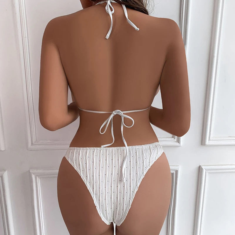 Jacquard Drawstring Bikini Set