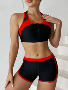 Zipper Sport Bikini Shorts Set