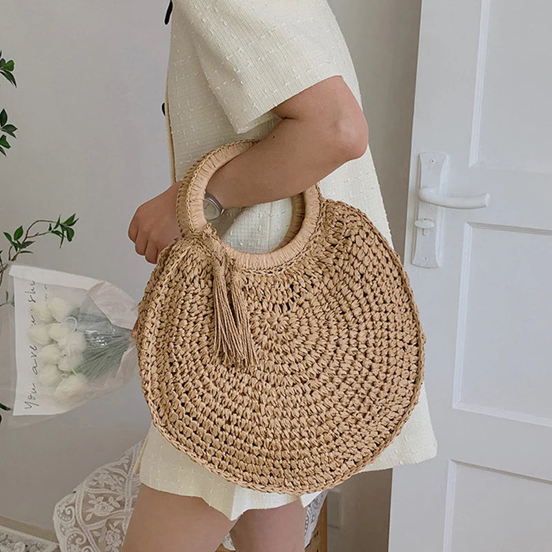 Tassel Straw Shoulder Beach Bag