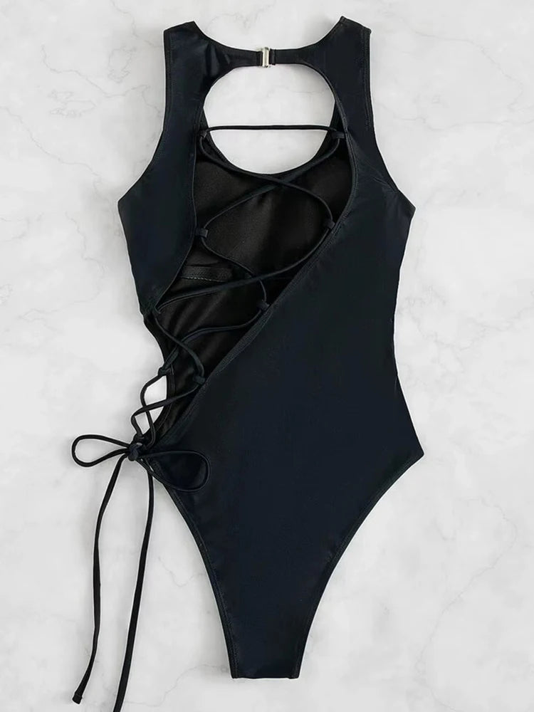 Strappy Bandage One Piece Swimsuit