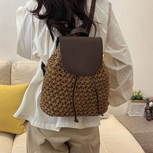 Crochet Straw Backpack Beach Bag