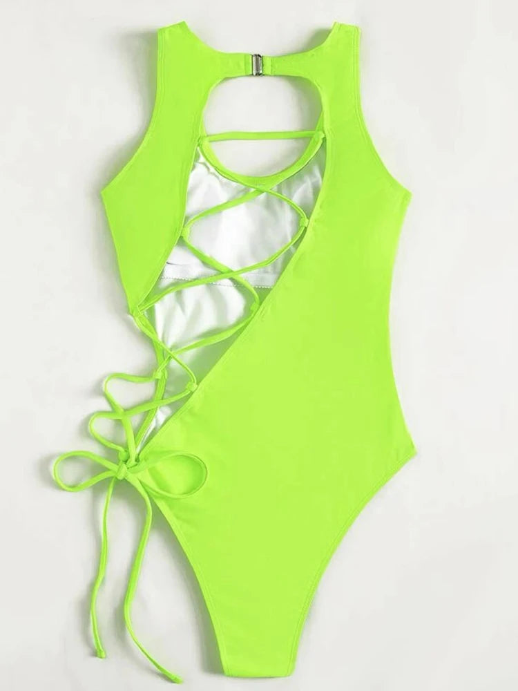 Strappy Bandage One Piece Swimsuit