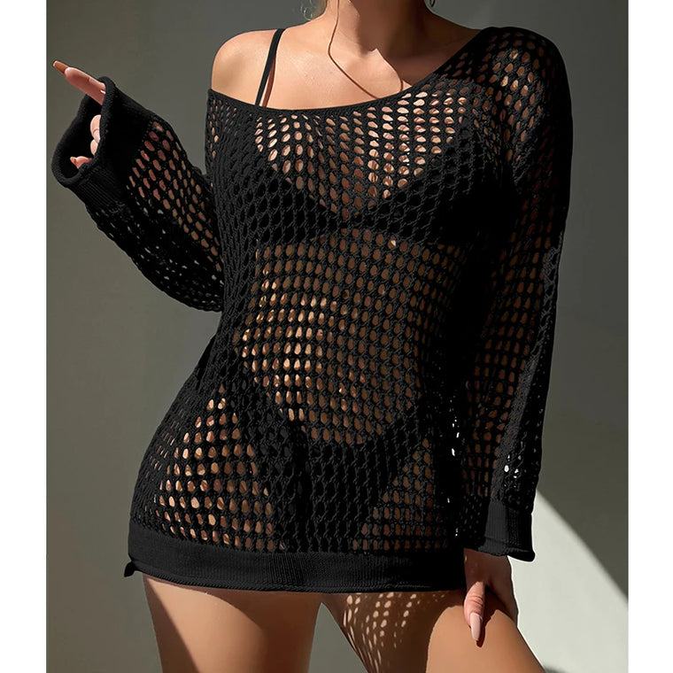 Hollow Knit Beach Cover Up