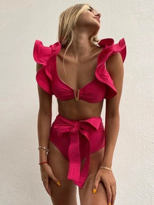 Floral Ruffle Bandage Bikini Set
