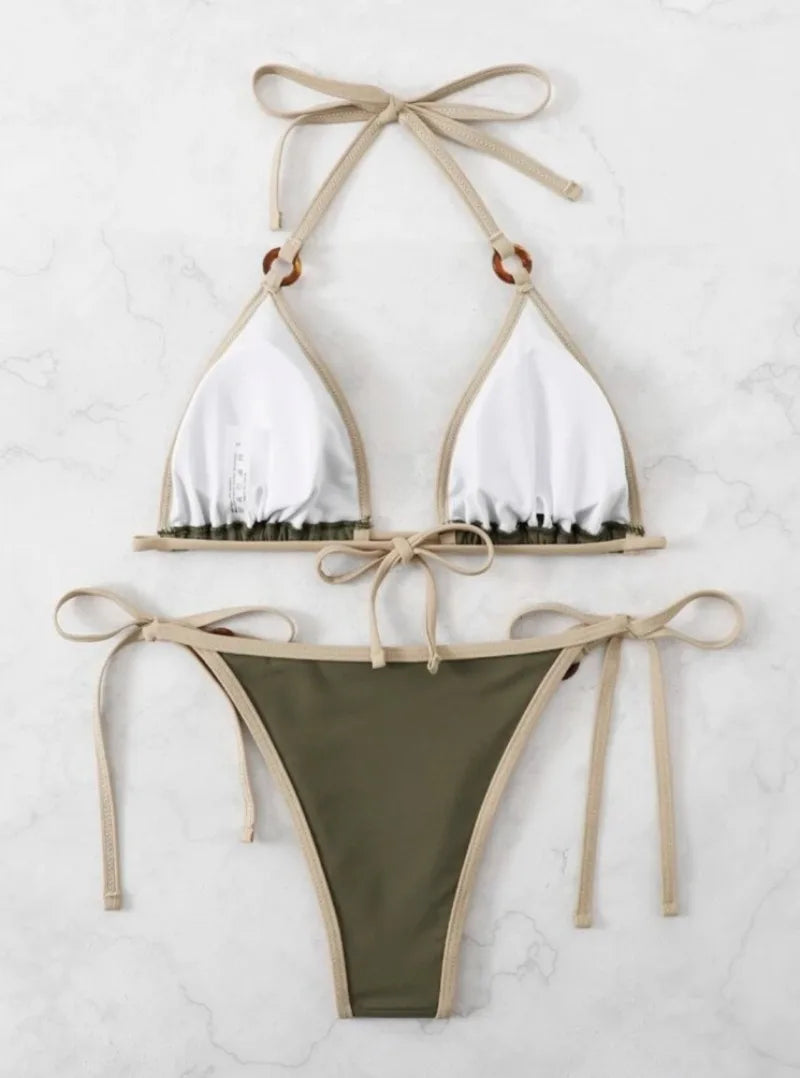 Green Ring String Bikini Set