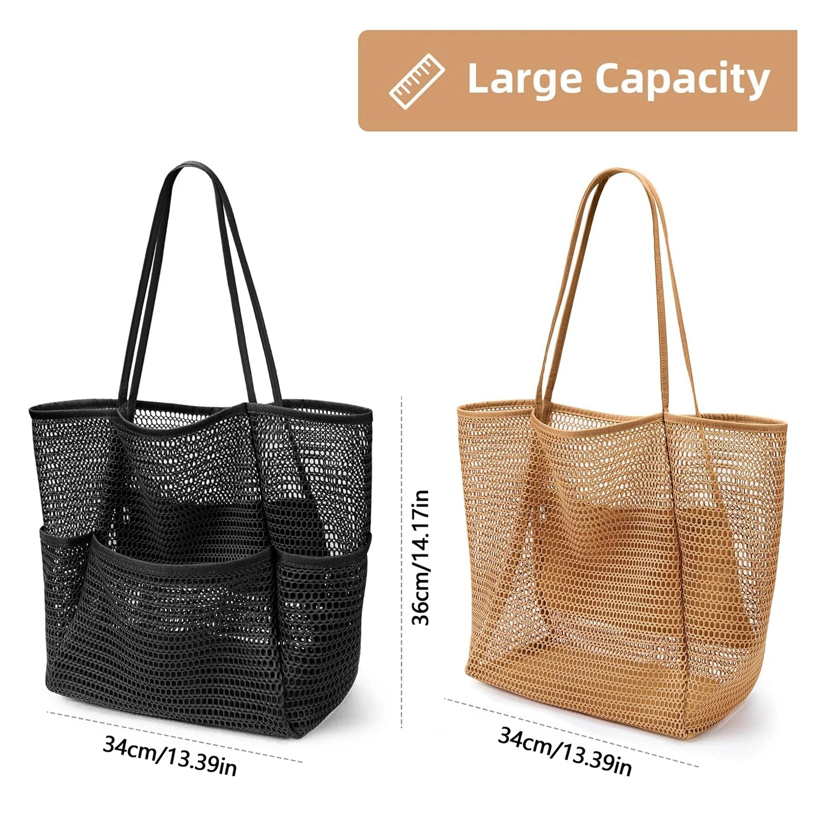 Foldable Mesh Shoulder Beach Tote