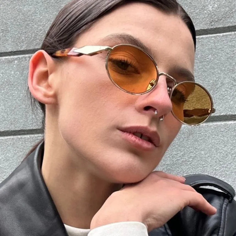 Oval Metal UV400 Sunglasses Shades