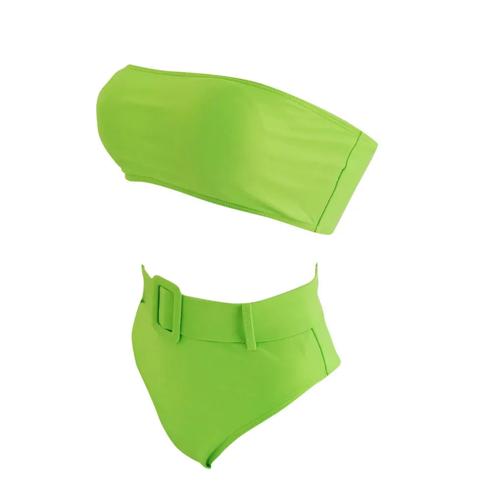 High Waist Bandeau Bikini Set