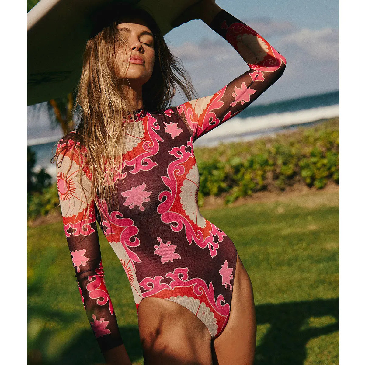 Floral Long Sleeve Surf Swimsuit