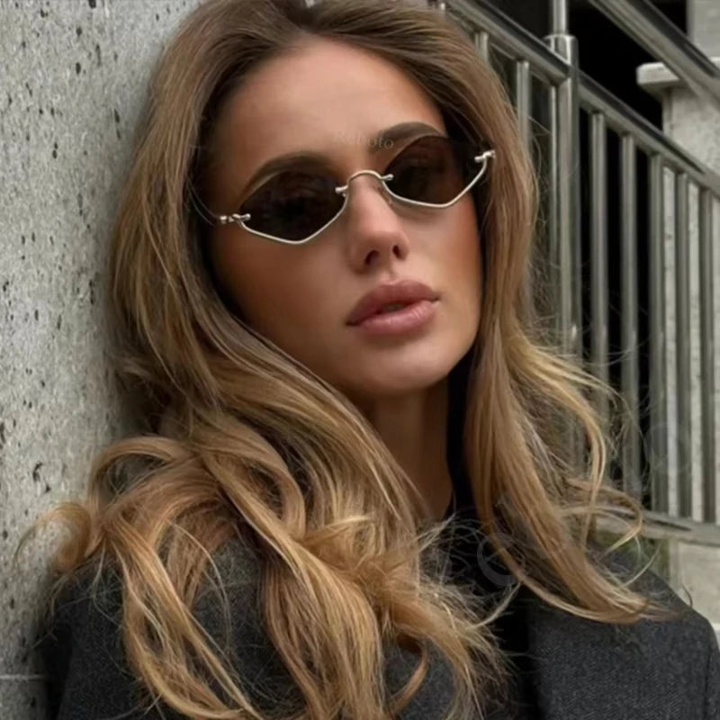 Polygonal Metal Cat Eye Sunglasses