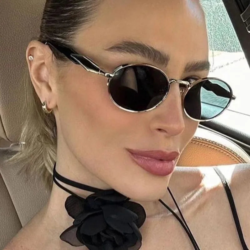 Oval Metal UV400 Sunglasses Shades