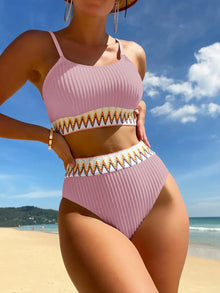 Pleated Triangle Halter Bikini Set