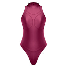 Oil Shine Halter Zip Swimsuit