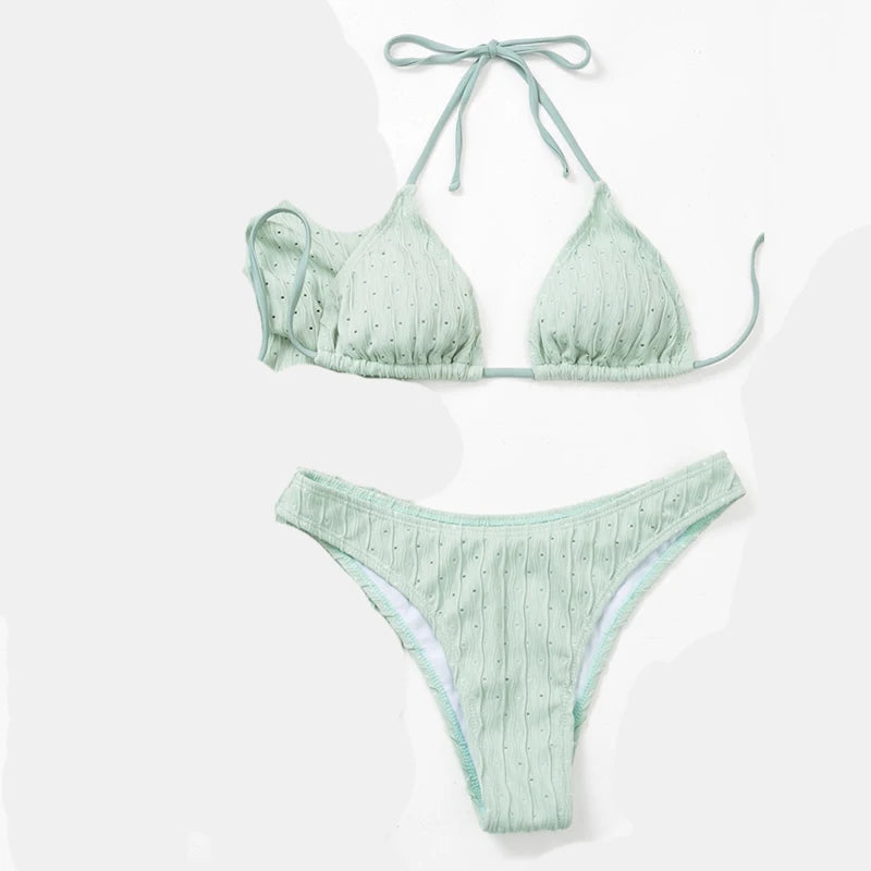 Jacquard Drawstring Bikini Set