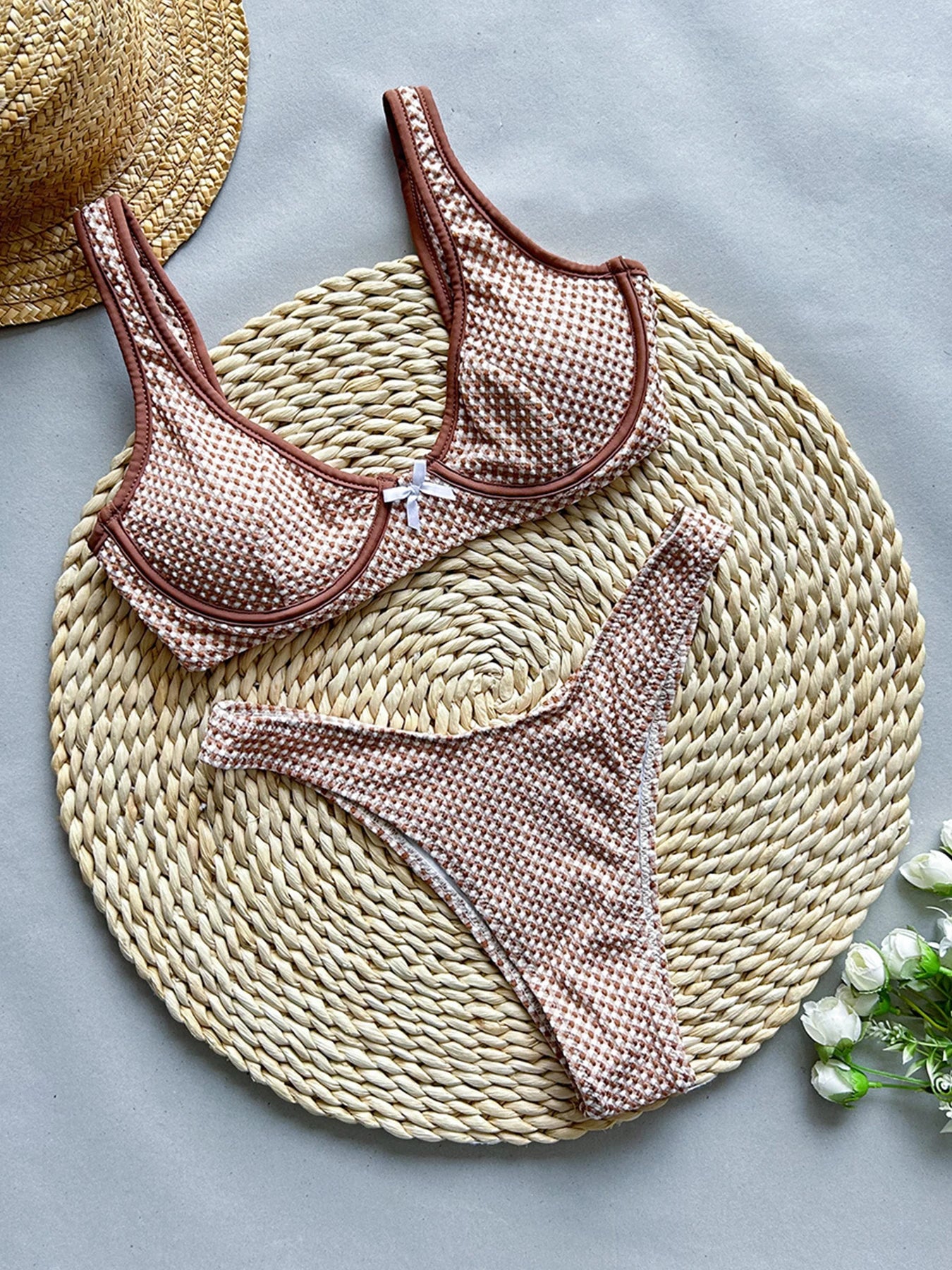 Plaid Underwire Bikini Set
