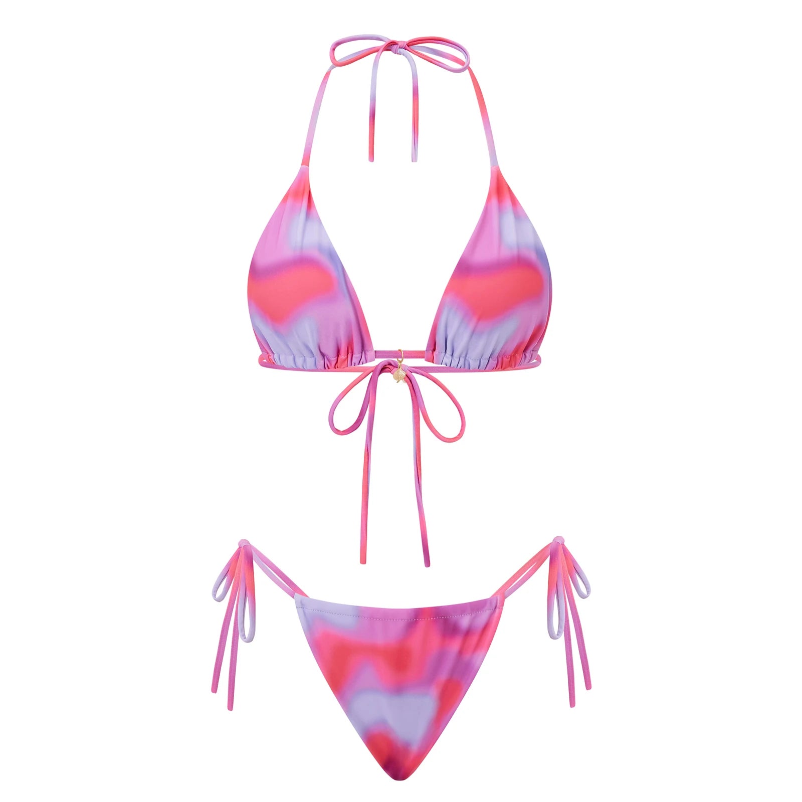Lace Up Print Bikini Set