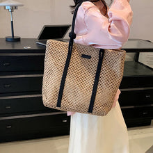 Solid Woven Straw Tote Bag