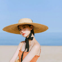 Ribbon Flat Top Straw Hat