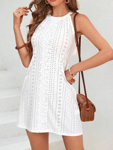 Lace Splice Summer Halter Dress