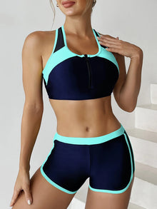Zipper Sport Bikini Shorts Set