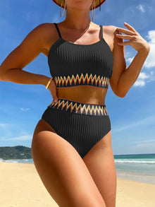 Pleated Triangle Halter Bikini Set