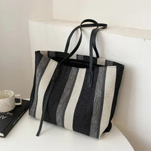 Raffia Stripe Shoulder Shopper Bag