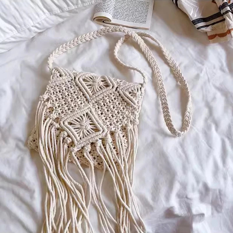 Hollow Woven Crossbody Beach Bag