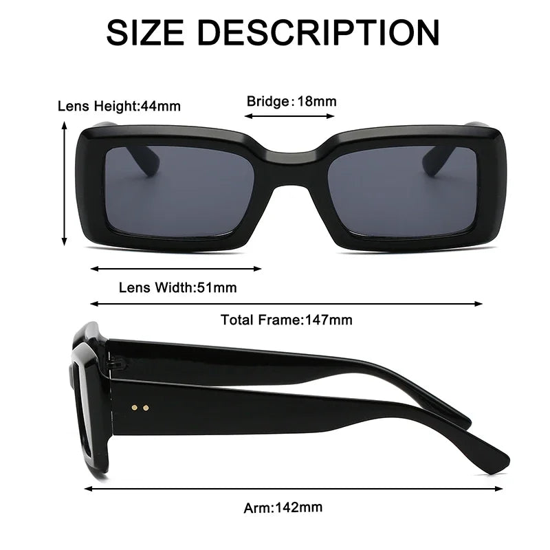 Retro Rectangle UV400 Sunglasses Shades