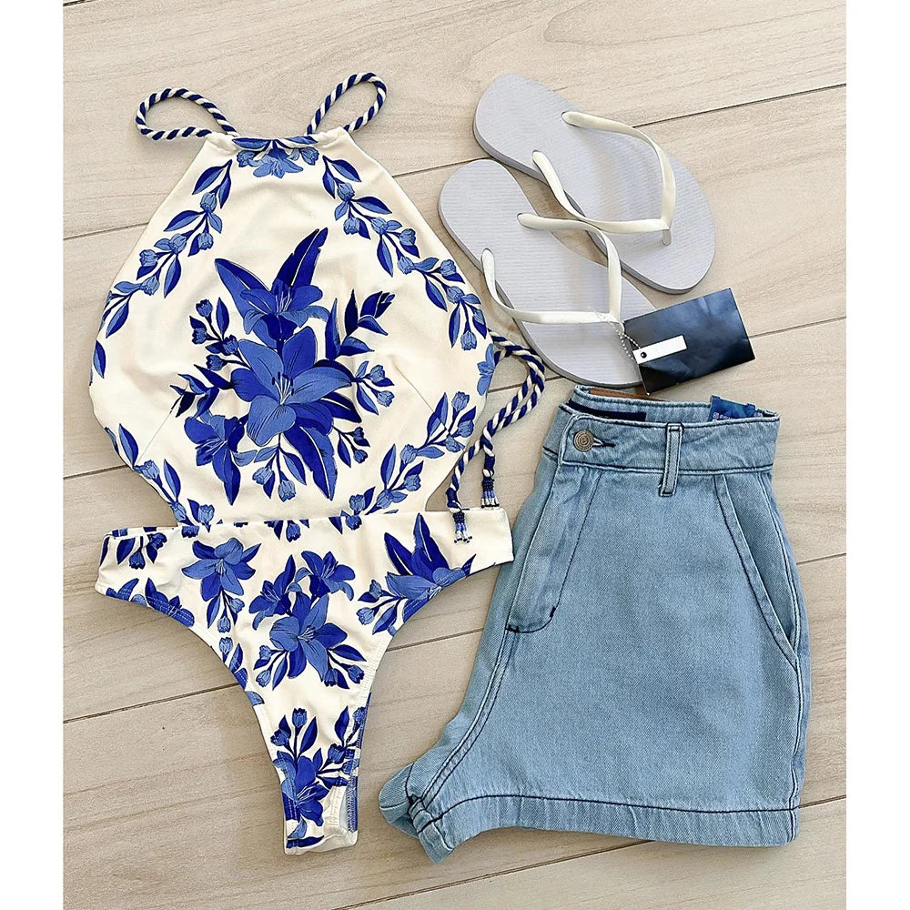 Vintage Halter One Piece Swimsuit