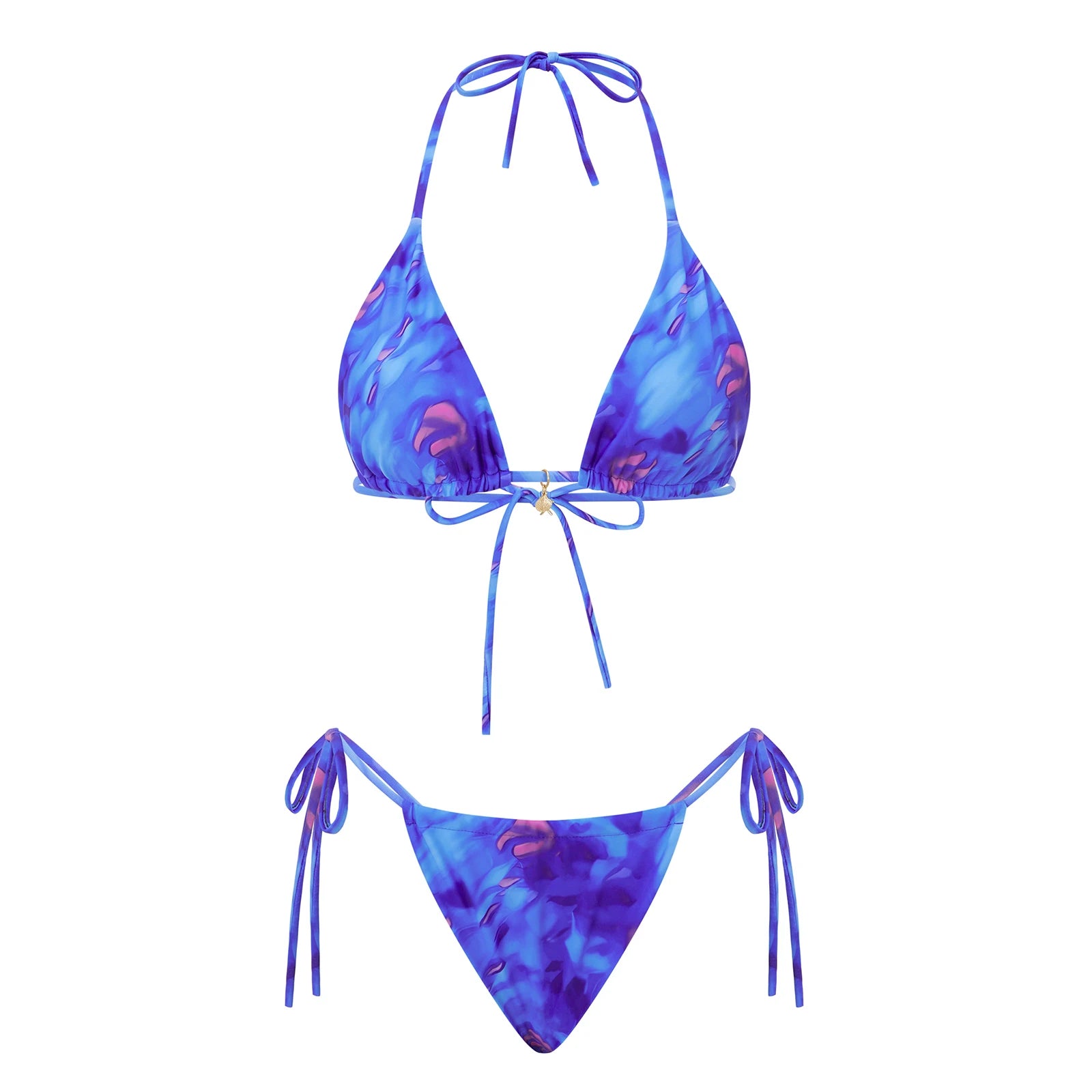 Lace Up Print Bikini Set