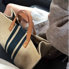 Canvas Stripe Bucket Crossbody Bag