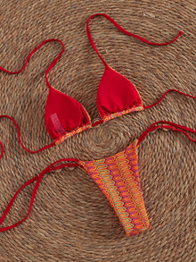 Red Halter Ring Bikini Set