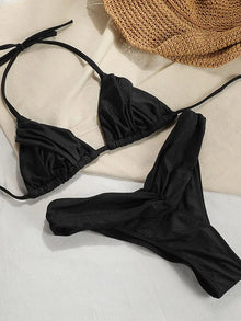 Solid Bandage Triangle Bikini Set