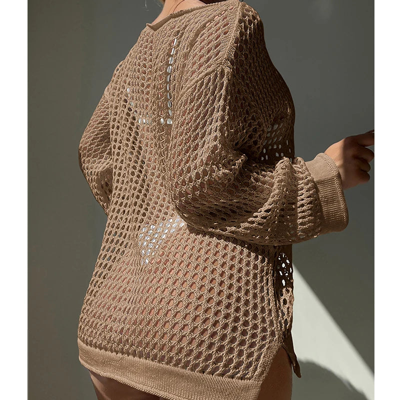 Hollow Knit Beach Cover Up
