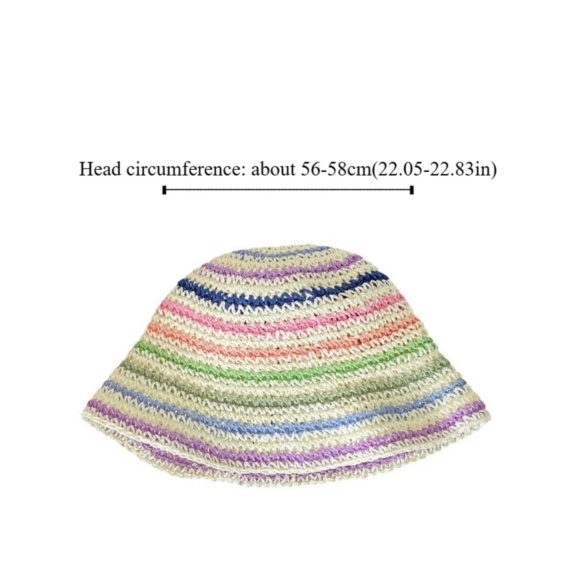 Rainbow Stripe Straw Beach Hat