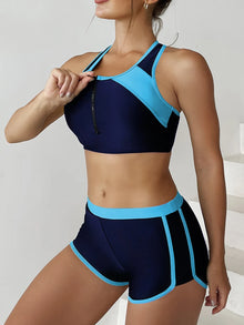 Zipper Sport Bikini Shorts Set