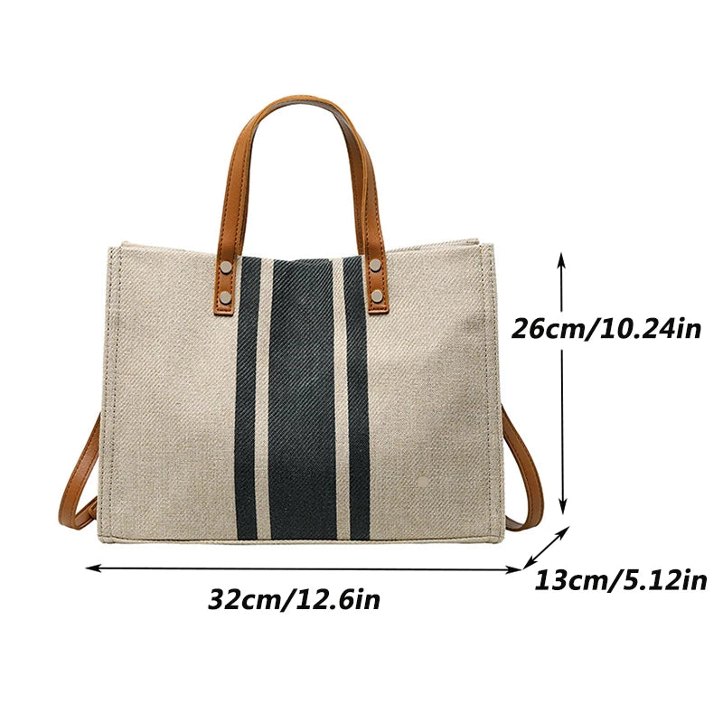 Canvas Stripe Bucket Crossbody Bag