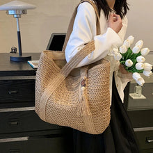 Tassel Straw Weave Travel Tote
