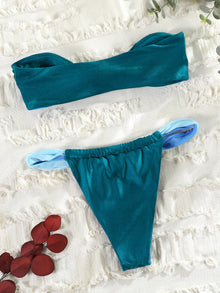 Patchwork Bandeau Bikini Swim Set