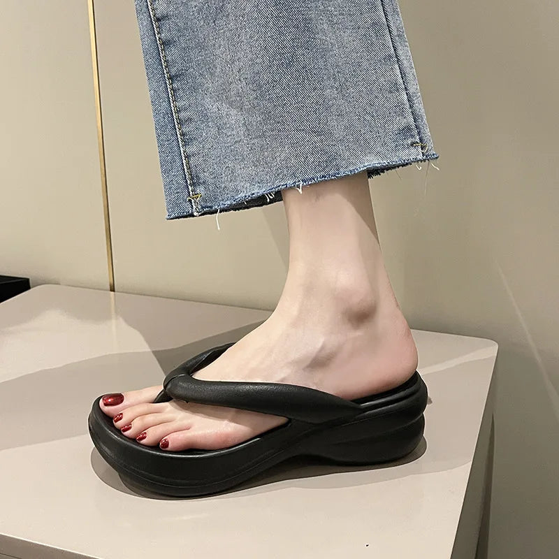 Thick Sole Wedge Flip Flops