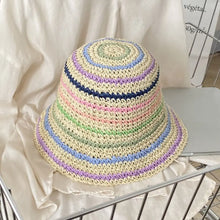 Rainbow Stripe Straw Beach Hat
