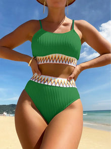 Pleated Triangle Halter Bikini Set