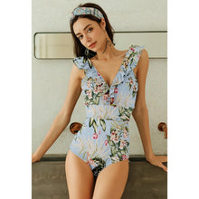 Striped Ruffle One Piece Swimsuit