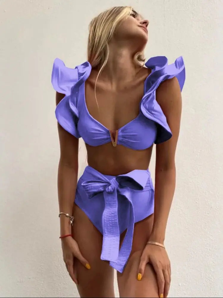 Floral Ruffle Bandage Bikini Set