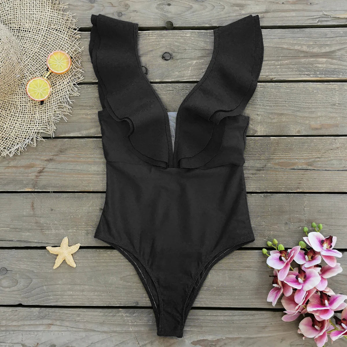 Porcelain Floral Ruffle One Piece