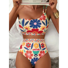 One Shoulder Floral Bikini Set