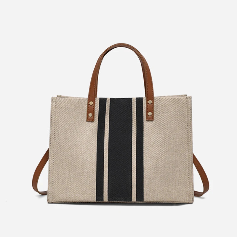 Canvas Stripe Bucket Crossbody Bag