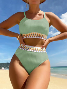 Pleated Triangle Halter Bikini Set