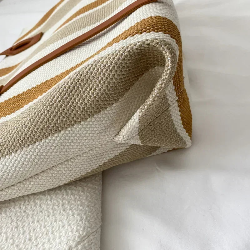 Raffia Stripe Shoulder Shopper Bag